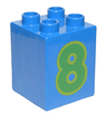 Duplo, Brick 2 x 2 x 2 with Number 8 Green Pattern