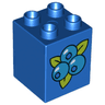 Duplo, Brick 2 x 2 x 2 with Blueberries Pattern