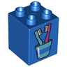 Duplo, Brick 2 x 2 x 2 with Toothbrushes in Cup Pattern