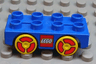 Duplo Car Base 2 x 4 with Yellow Wheels with LEGO Logo and Red on Wheels Pattern