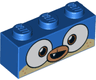 Brick 1 x 3 with Dog Face Wide Dark Orange Eyes, Medium Nougat Muzzle, Open Mouth Crooked Smile with 1 Tooth Pattern