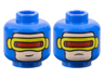 Minifigure, Head Dual Sided Balaclava, Light Nougat Face, Yellow Visor with Red Lens, Slight Grin / Frown Pattern