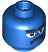 Minifigure, Head Thick Black Eyebrows, Large White Eyes with Dark Blue Upper Eyelids, Moustache, Closed Mouth, Scowl Pattern