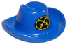Minifigure, Headgear Hat, Cowboy with Yellow Crossed Cutlasses and Oval on Black Background Pattern