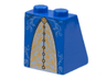 Slope 65 2 x 2 x 2 with Bottom Tube with Minifigure Dress / Skirt / Robe, Gold and Medium Blue Trimmed Pattern