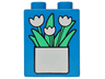 Duplo, Brick 1 x 2 x 2 with White Pot with Flowers Pattern