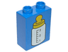 Duplo, Brick 1 x 2 x 2 with White Baby Bottle with Yellow Nipple Pattern