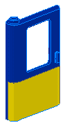 Door 1 x 4 x 5 Train Left, Thin Support at Bottom with Yellow Bottom Half Pattern
