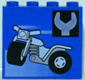 Panel 1 x 4 x 3 - Hollow Studs with Motorcycle and Wrench Pattern