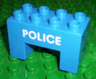 Duplo, Brick 2 x 4 x 2 with 2 x 2 Cutout on Bottom with Police Text Pattern