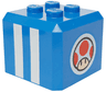 Brick, Modified Cube, 4 Studs on Top with White Stripes and Super Mario Toad Head Logo on Circle Pattern on All Sides (Super Mario Toad / Blue Toad Pit Crew Cap)