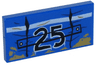 Tile 2 x 4 with Black '25' and White Line and Mud Splotches Pattern