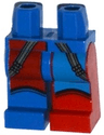 Hips and 1 Red Left Leg, 1 Blue Right Leg with Blue and Red Quarters and Dark Bluish Gray Straps Pattern