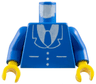 Torso Suit Jacket with Buttons and Pockets over White Shirt, Tie Pattern / Blue Arms / Yellow Hands