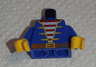 Torso Pirate Jacket Open with Yellow Trim over Shirt with Red and White Horizontal Stripes, Dark Orange Belt with Buckle Pattern, Inside with Ribs (Reissue) / Blue Arms / Yellow Hands