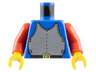 Torso Castle Silver Breastplate Armor, Black Belt with Yellow Buckle Pattern / Red Arms / Yellow Hands