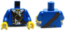 Torso Pirate Jacket Open with Gold Trim over Torn White Shirt, Dark Brown Diagonal Belt with Buckle, Yellow Neck Pattern / Blue Arms / Yellow Hands