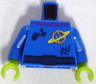 Torso Space Ringed Planet and Black Belt, Dirt Stains Pattern / Blue Arms / Lime Hands