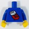 Torso Soccer World Team Player, Bricks Logo Sticker Front, White/Black Number Sticker Back Pattern (specify number in listing) / Blue Arms / Yellow Hands