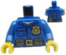 Torso Police Shirt with White Undershirt, Gold Badge and Buckle, Black Belt with Pouches on Front, Radio on Back Pattern / Blue Arms / Yellow Hands