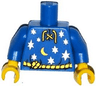 Torso Lace-up Shirt with Moon and Stars and Gold Rope Belt Pattern / Blue Arms / Yellow Hands
