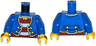 Torso Pirate Jacket Open with Gold Trim over Shirt with Red and White Horizontal Stripes, Yellow Neck Pattern / Blue Arms / Yellow Hands