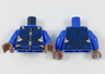 Torso Super Hero Dark Blue Armor, Tan Straps, Silver Zipper and Clasps Pattern (Killmonger) / Blue Arms / Reddish Brown Hands