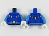 Torso Nexo Knights with Orange and Yellow Crystals, Dark Azure Belt with Crowned Lion Hexagon Buckle Pattern / Dark Azure Arms / White Hands