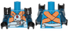 Torso SW Jumpsuit, Orange Crossed Belts and Front Panel Pattern (Rio Durant) / Dark Blue Double Arms / Black Hands