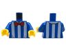 Torso Shirt with White Vertical Stripes, Red Bow Tie Pattern / Blue Arms / Yellow Hands