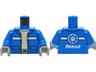 Torso Jacket with Pockets, White Stripes and Silver Belt Buckle and Wildlife Rescue Logo with Paw Print on Back Pattern / Blue Arms / Dark Bluish Gray Hands