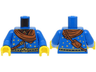 Torso Wizard Robe with Gold and Dark Blue Belt, Stars, Dark Orange Bandana and Shoulder Bag, Necklace Pattern (BAM) / Blue Arms / Yellow Hands