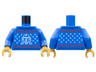 Torso Knit Fair Isle Holiday Sweater with Red Zigzag Lines, White Snowflakes and SW R2-D2 Pattern / Blue Arms / Pearl Gold Hands