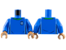 Torso Soccer Uniform, Bright Green Collar, White and Dark Blue Side Stripes, Soccer Ball on Brick Logo Pattern / Blue Arms / Medium Nougat Hands