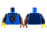 Torso Castle Black Falcon with Silver Chain, Dark Blue Cape Pattern / Reddish Brown Arm Left with Black Short Sleeve and Chevrons Pattern / Black Arm Right / Reddish Brown Hand Left / Yellow Hand Right