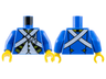 Torso Imperial Soldier Uniform Jacket Open with Black and Gold Trim over White Vest with Buttons, Crossbelts with Silver Diamond Clasp, Cord Pattern (Bluecoat) / Blue Arms / Yellow Hands