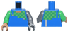 Torso Pixelated Overalls and Green and Bright Green Checkered Shirt Pattern / Flat Silver Arm Left / Bright Green Arm Right / Flat Silver Hand Left / Medium Nougat Hand Right