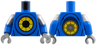 Torso with Black, Bright Light Orange and Yellow Segmented Circle Pattern / Blue Arms with Molded Flat Silver Short Sleeves and Printed Black and Silver Rivets Pattern / Flat Silver Hands