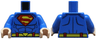 Torso Super Hero Costume with Dark Blue Muscles Outline, Red and Yellow Superman 'S' Logo, Belt with Hexagonal Clasp Pattern / Blue Arms / Light Nougat Hands