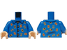 Torso Pajamas with Collar, Gold Buttons and Teddy Bears Pattern / Blue Arms / Light Nougat Hands