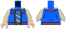 Torso Jacket Open with Red Lapels and Waistband and Tan Zipper over Dark Bluish Gray Shirt with Diagonal Stripes Pattern / Tan Arms / Light Nougat Hands