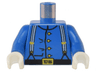 Torso Western Cavalry Uniform, 4 Buttons, Suspenders Pattern / Blue Arms / White Hands