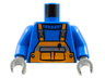 Torso Overalls Orange with Pen in Pocket and Reflective Stripe Shirt Pattern / Blue Arms / Dark Bluish Gray Hands