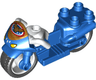 Duplo Motorcycle with Rubber Wheels, White Handlebars, Headlights and Wonder Woman Logo Pattern