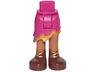 Mini Doll Hips and Asymmetric Layered Skirt Short, Gold Ruffle, Medium Nougat Legs and Reddish Brown Boots with Gold Laces Pattern - Thick Hinge