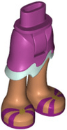 Mini Doll Hips and Asymmetric Layered Skirt Short, Light Aqua Ruffle, Magenta and Gold Sandals Pattern - Thick Hinge