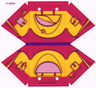 Plastic Tent with Dark Purple Ridge Line and Bright Light Orange Friends Flap and Butterfly Pattern