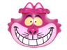 Minifigure, Head, Modified Cheshire Cat with Wide Grin, Bright Light Pink Muzzle, and Yellow Eyes Pattern