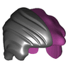 Minifigure, Hair Messy Left Side with Black Swept Back Right Side Pattern