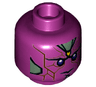 Minifigure, Head Alien Robot with Yellow Spot on Forehead, Dark Purple Eyes, Reddish Brown Lines, and Sand Green Armor Plates Pattern (Vision)